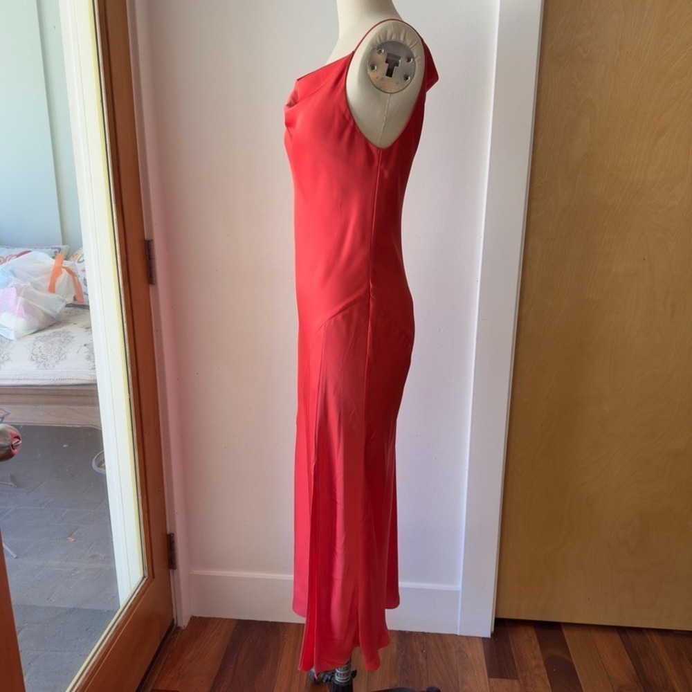 Aritzia Babaton Fonda Satin Midi Dress-Cowl Neck Sexy Slip Dress-Poppy Red-Sz Sm - Picture 5 of 15